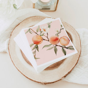 Watercolor peach elegant birthday party napkins