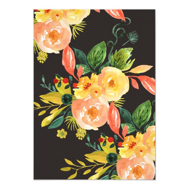 Watercolor Peach Floral Autumn Engagement Party Invitation