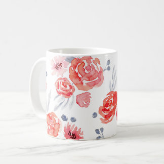 Watercolor Peach Floral Mug