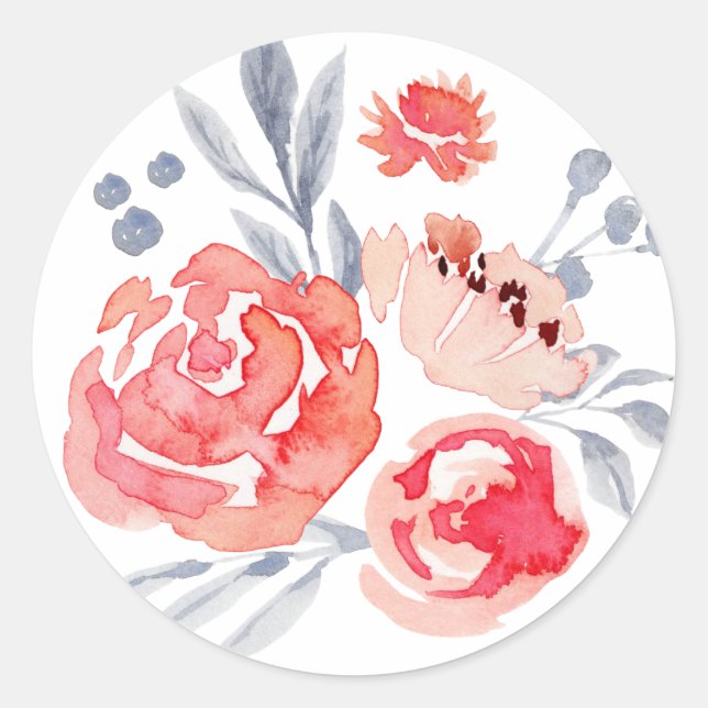 Watercolor Peach Floral Sticker (Front)