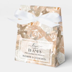 Watercolor Peach Floral Wedding Favor Boxes