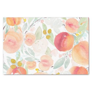 Watercolor Peach Florals Pattern Tissue Paper by KeikoPrints at Zazzle