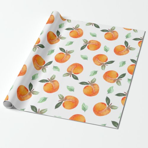 Watercolor Peach Fruit  Wrapping Paper