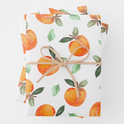 Watercolor Peach Fruit  Wrapping Paper Sheets