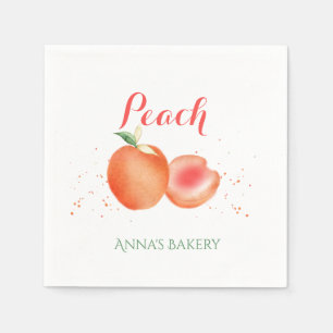 Watercolor Peach Fruits Paper Napkins