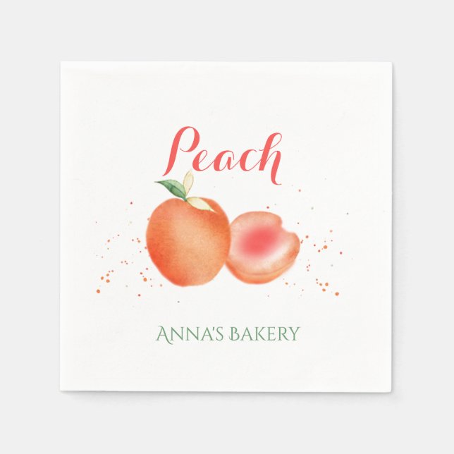 Watercolor Peach Fruits Paper Napkins (Front)