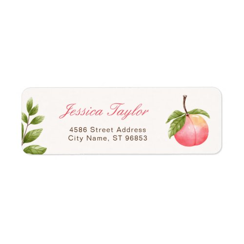 Watercolor Peach Greenery Return Address Label