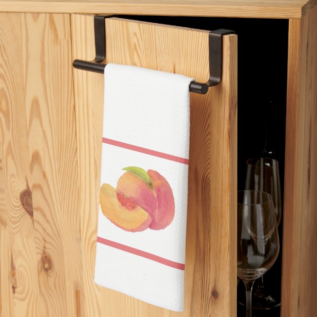 Watercolor Peach Kitchen Towel (Thirds Fold)