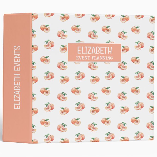 Watercolor Peach Pattern 3 Ring Binder (Front/Spine)