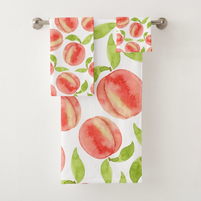 Watercolor Peach Pattern  Bath Towel Set (Insitu)