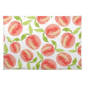 Watercolor Peach Pattern Cloth Placemat