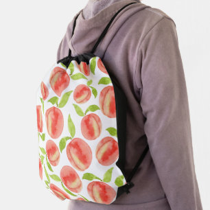 Watercolor Peach Pattern  Drawstring Bag