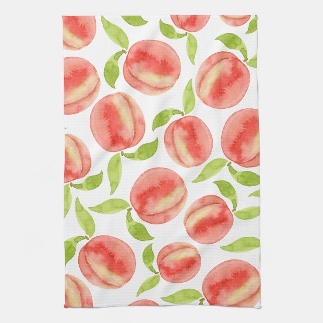 Watercolor Peach Pattern   Kitchen Towel (Vertical)