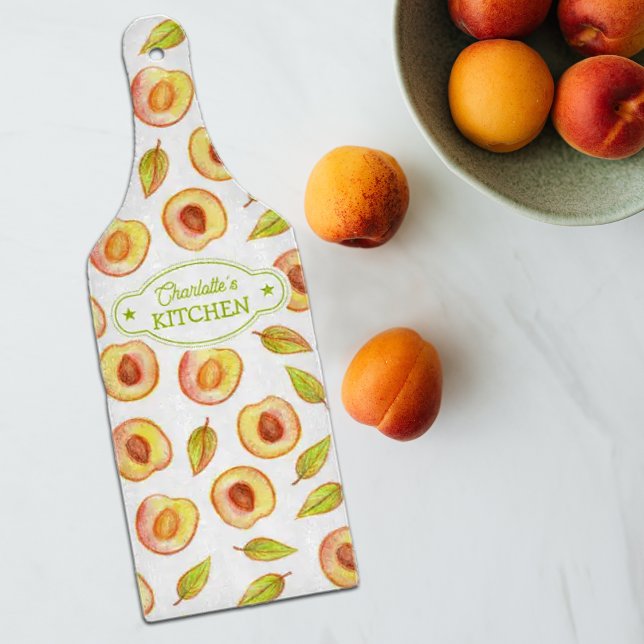 Watercolor Peach Pattern, Personalized  Cutting Board (Creator Uploaded)
