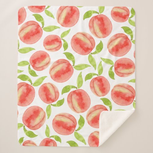 Watercolor Peach Pattern Sherpa Blanket