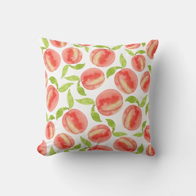 Watercolor Peach Pattern  Throw Pillow (Front)