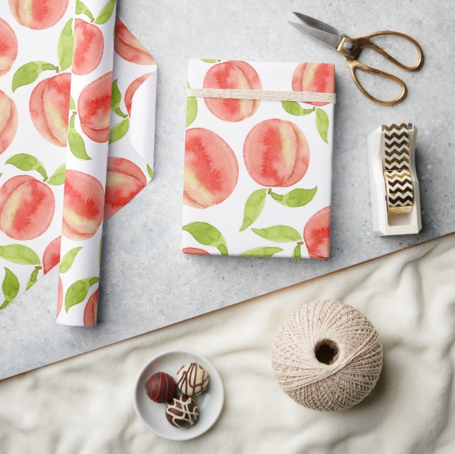 Watercolor Peach Pattern Wrapping Paper (Crafts)