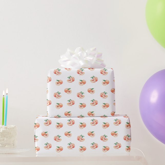 Watercolor Peach Pattern Wrapping Paper (Party Gifts)