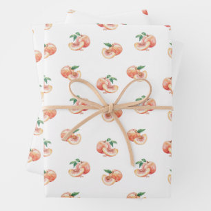 Watercolor Peach Pattern Wrapping Paper Sheets