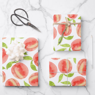 Watercolor Peach Pattern  Wrapping Paper Sheets