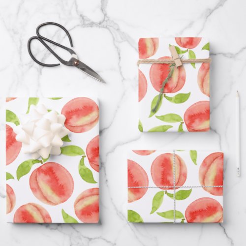 Watercolor Peach Pattern  Wrapping Paper Sheets