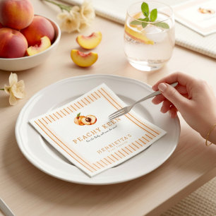 Watercolor Peach 'Peachy Keen' Baby Shower Napkins