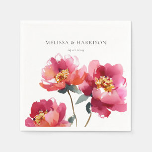 Watercolor Peach Peony Napkins