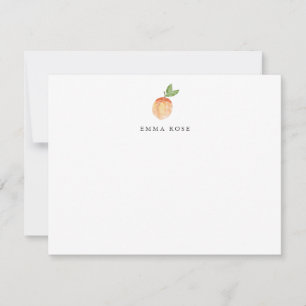 Watercolor Peach Personalized Flat Note Card