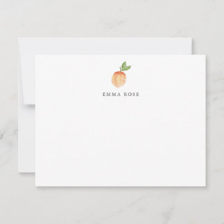 Watercolor Peach Personalized Flat Note Card