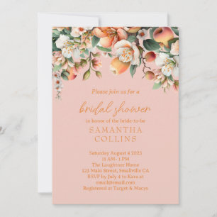 Watercolor Peach Pink Floral Bridal Shower Invitation