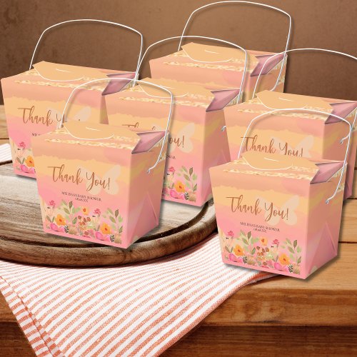 Watercolor Peach Pink Garden Blooms Favor Boxes