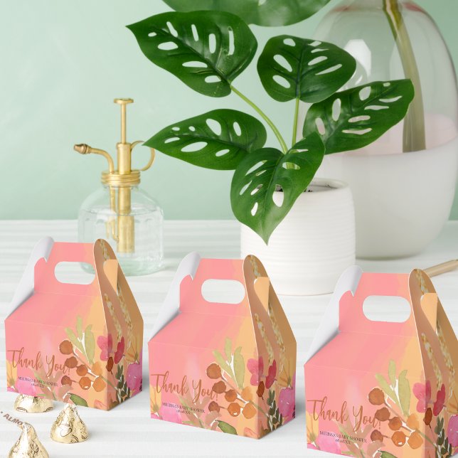 Watercolor Peach Pink Garden Blooms Favor Boxes (Creator Uploaded)