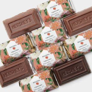 Watercolor Peach Pink Peonies Flowers Wedding Hershey's Miniatures