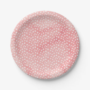 Watercolor peach pink spotty pattern party plates
