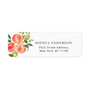 Watercolor peach return address label