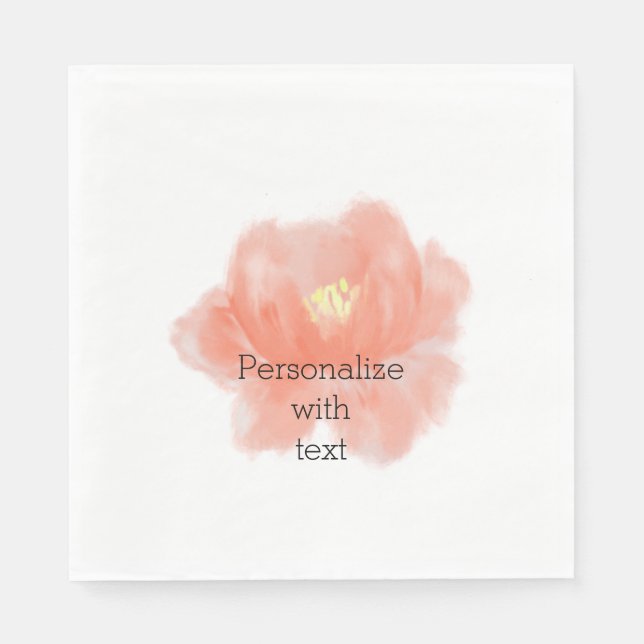 Watercolor Peach Rose Paper Napkins (Front)