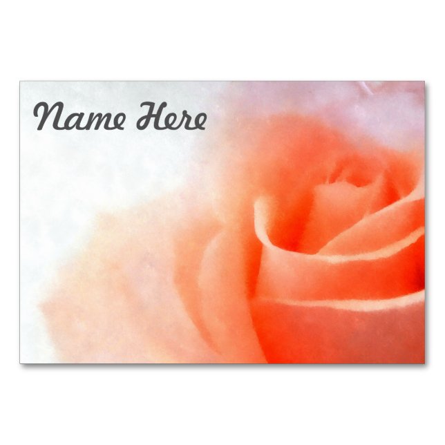 Watercolor Peach Rose Place Card (Front)