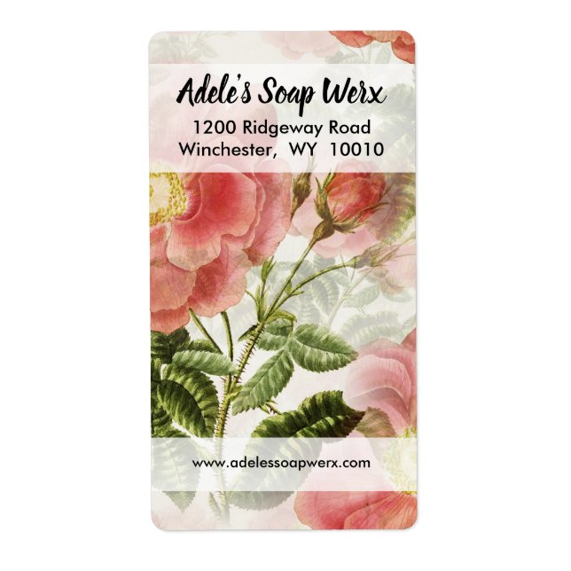 Watercolor Peach Roses Product Shipping Label (Front)