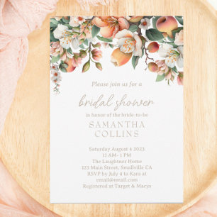 Watercolor Peach Sage Green Floral Bridal Shower Invitation