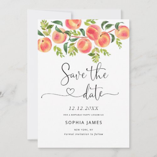 Watercolor peach Save the Date Invitation