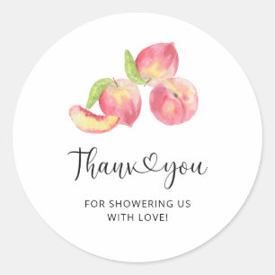 Watercolor peach thank you classic round sticker