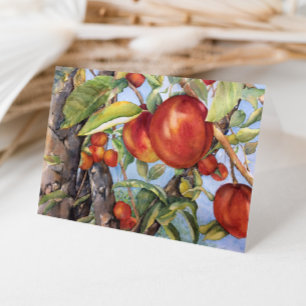 Watercolor Peach Tree Orchard Fruit Harvest Thank You Card