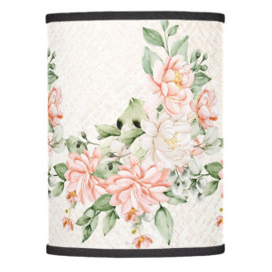 Watercolor Peach White Flowers Elegant Lamp Shade