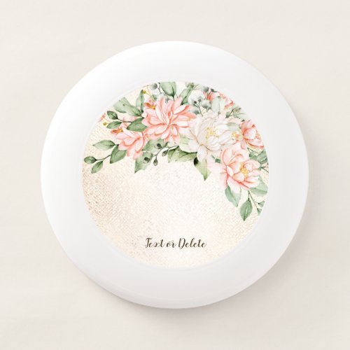 Watercolor Peach White Flowers Elegant Wham_O Frisbee