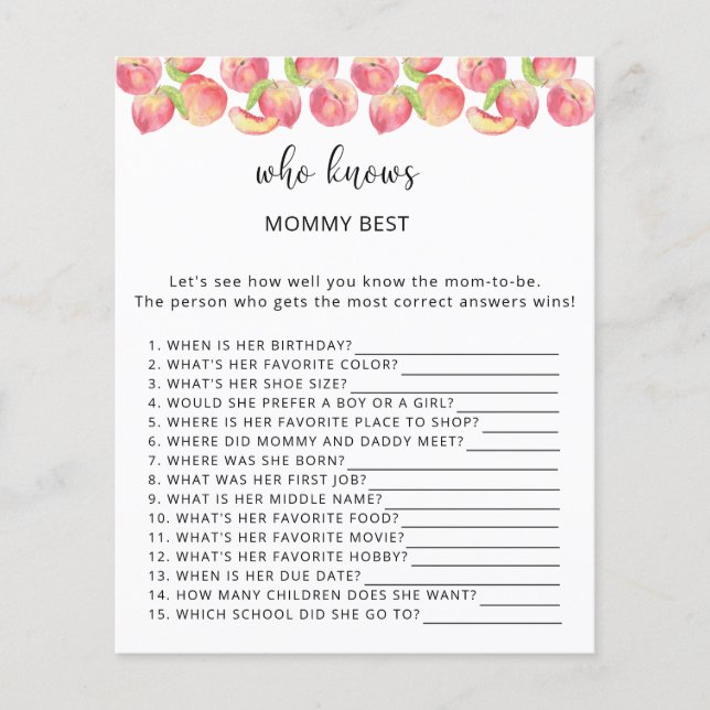 Watercolor peach Who knows mommy best (Front)