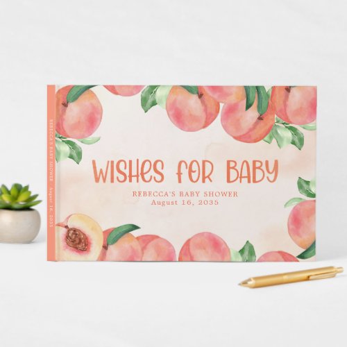 Watercolor Peach Wishes for Baby Guest Book