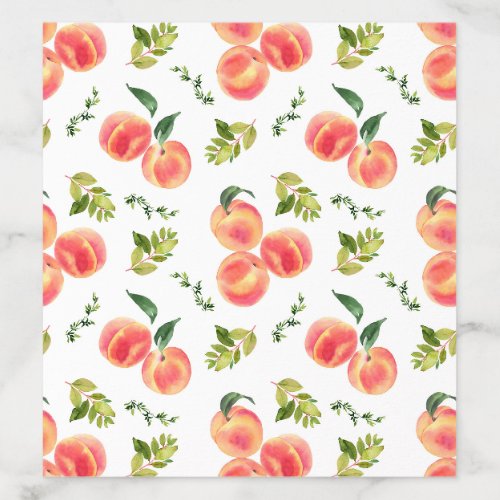 Watercolor Peaches and Greenery Pattern Summer Envelope Liner