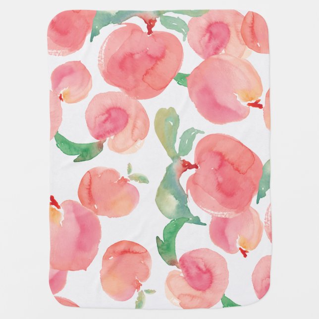 Watercolor Peaches Baby Blanket (Front)