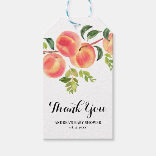 Watercolor Peaches Baby Shower Thank You Gift Tags