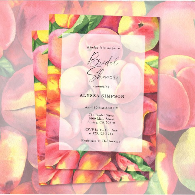 Watercolor Peaches Bridal Shower Invitation (Creator Uploaded)